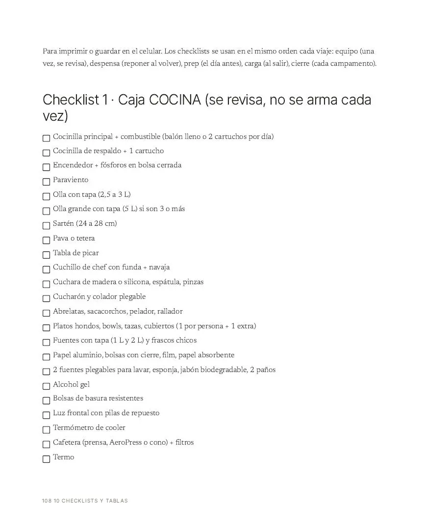 Página de checklist imprimible